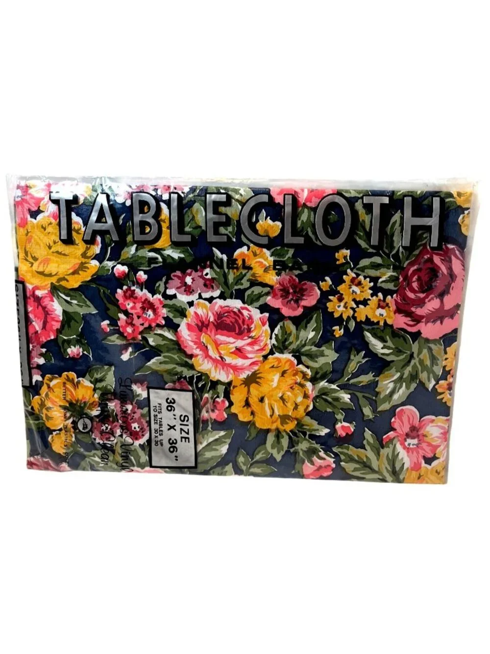 Vinyl Flannel-Backed Floral Tablecloth 36